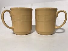 Set 2 Longaberger Pottery Coffe Mugs Cups Woven Tradition USA Butternut, Excell picture