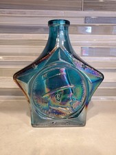 Wheaton Commemoratives Star Blue Glass Decanter W.C. Fields Collector's Bottle picture