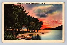 Parksville NY-New York, General Greetings, Lakeside, Vintage c1939 Postcard picture