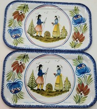 Vintage Henriot Quimper  Metal Tin Massilly Tray France Pastoral Folk Scene Two picture