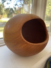 Vintage Söwe Konst Sweden Teak Orb Bowl Sigvard Nilsson MCM Wooden Nut Cache picture