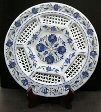 11 Inches Round Marble Office Plate Lapis Lazuli Stone Inlaid Decorative Plate picture