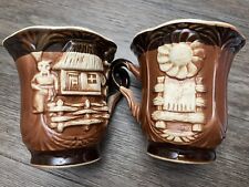 Japanese Artisan Mug Set Of 2 Hand Crafted Unique Vintage Coffee Cup Set picture