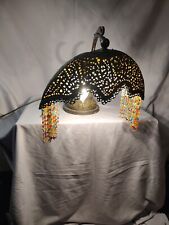 Rare & Unusual Antique Moorish Brass Syrian Desk Lamp Antique Repaired Beaded  picture