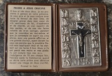 1950's French Catholic Stations of The Cross Prayer & Relic Pocket Shrine ITALY picture