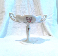 WESTMORELAND FOOTED CANDY SERVER WITH HANDLES HAND DECORATED APPROX. 6