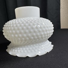Vintage Hobnail Milk Glass Ruffled Student Lamp Shade 3” Fitter 5.25” Tall picture