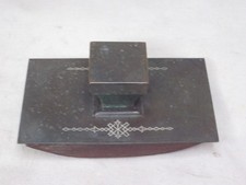 vintage antique ink pen blotter bronze rocker arts crafts Art Deco metal & wood picture