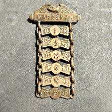 Antique 1880s New York National Guard Small Arms Practice Marksman Ladder Badge picture
