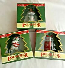Vintage Polar Bear Collection Coca-Cola Coke Ornaments Lot of 3 1994-1995 picture