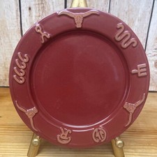 Vintage Frankoma Pottery Ranch Cabernet Salad Place Cattle Brands Longhorn picture