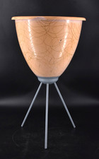 VTG MCM 50s Pink Gold Fiberglass Bullet Planter Tripod Atomic Mid Century 22