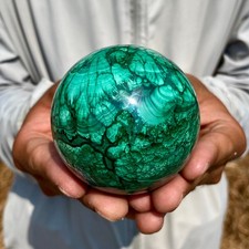 1.26LB Rare Natural Malachite quartz hand Carved sphere Crystal Healing picture