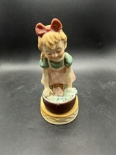 Vintage Hand Painted Porcelain Figurine Girl Washing Clothes Japan Hummel Style  picture