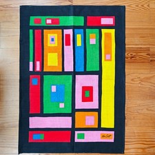 Vintage Zucchi Ken Scott Tea Towel Wall Art MCM Geometric Pop Art Colorful Italy picture