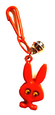 Vintage 1980s Plastic Charm Rabbit Googly Eyes Red Charms Necklace Clip On Retro picture
