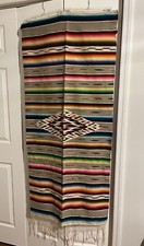 1960’s Authentic Hand Woven Mexican Blanket Multicolored Read Description As Is picture