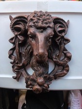 Vintage Rustic Rams Head Wall Or Door Hanger picture