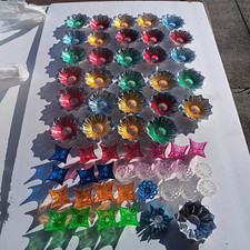 60  Aluminum Christmas Reflectors Vintage Star & Flower Tin Foil MultiColor picture