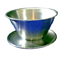 Leonard Silver Stainless Steel Gravy Boat, Ice Cream Dish Attached Underplate picture