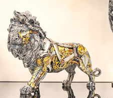 Steampunk Pressure Valve Bionic Geared Cyborg Lion King Prowling Figurine picture