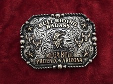 Mega Bull Riding☆1979☆RODEO CHAMPION TROPHY BUCKLE☆Phoenix Arizona☆Rare☆528 picture