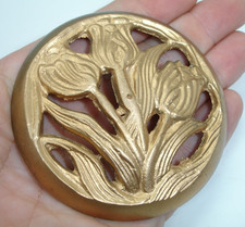 vtg. Art Nouveau floral Tulips brass 3