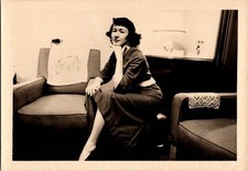 Vintage 1940s-50s Glamour Photo Beautiful Woman Posing Seated B&W Sepia Tone picture