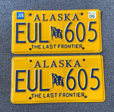 RARE 2006 ALASKA LICENSE PLATE PLATES PAIR ORIGINAL CHEVY FORD DODGE FLAG picture