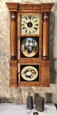 8 DAY VINTAGE ANTIQUE USA SETH THOMAS OGEE STRIKES CLOCK,2 WEIGHT DRIVEN picture