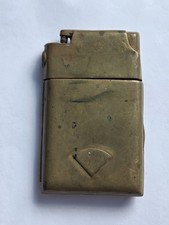 Vintage Marathon Slide-A-Lite Brass Cigarette Case Lighter Art Deco Monogram picture