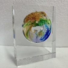 Vintage Chinese Glass Dragon Paperweight / Art / Sculpture / Desk / Trophy /Flaw picture