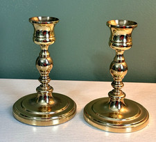Pair of BALDWIN Polished Brass Candlesticks Holders USA Made 5