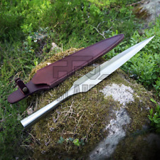 CUSTOM HANDMADE HIGH CARBON STEEL HUNTING COMBAT SPEAR HEAD WITH LEATHER SHEATH picture