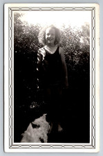 2 Vintage Photos Girls Swimsuit Dog Funny Dress Super Cute -5651 picture