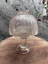Vintage Indiana Glass Pressed Flowers Tiara Clear Fairy Lamp light clear pink  picture