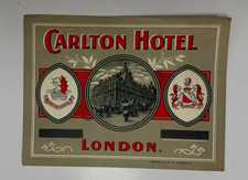 Vintage Carlton Hotel London Luggage Label Howard & Jones Litho picture