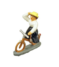 J Carlton by Gault French Miniature 2 Pc Set Parisian Woman Riding Bike Figurine picture