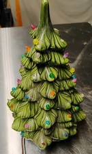 VTG Holland Mold 10” Christmas Tree 1974 Ceramic with Base and Light Small Chip  picture