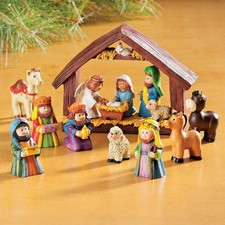 XMAS Nativity Set 9 Pc Manger Scene Miniature Resin Tabletop Decor Kids picture