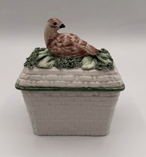 Vintage Eximious Italian Hand Painted Ceramic Partridge Bird Tureen Trinket Box picture