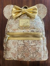 NEW 2024 Loungefly Disney Gold Mini Backpack picture