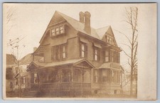 RPPC Large Victorian Queen Anne House Wrap-Around Porch Real Photo c1910 picture