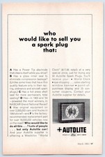 Autolite Spark Plugs Ford Motor Co Westclox World Clock NASCAR 1965 Print Ad picture