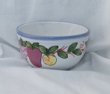 Unbranded Porcelain/Ceramic Cereal / Vegetable Bowl W/ Fruit Theme & Blue Trim  picture