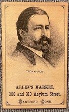 Antique Thomas Nast Advertising Trade Card – Allen’s Market Hartford CT – 19th C picture