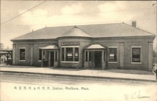 Marlboro MA Railroad Station Warner Music Co. c1900s-10s Vintage Postcard picture