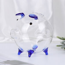 Clear Glass Chubby Pig Piggy Bank Saving Money Coin Box Kids Gift Ornament picture
