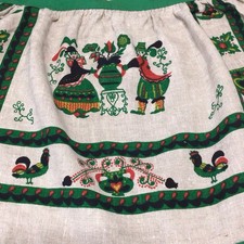 Vintage Pennsylvania Dutch Themed Half Apron Festive Folk Art picture