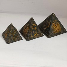 3 Antique Egyptian Pyramids featuring Bastet, Tutankhamun, Cleopatra & Nefertiti picture